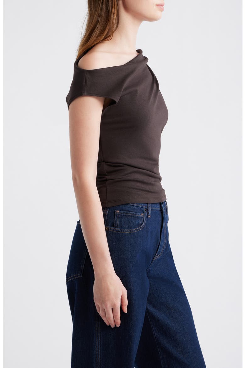 Asymmetric One-Shoulder Top, Alternate, color, CHOCOLATE