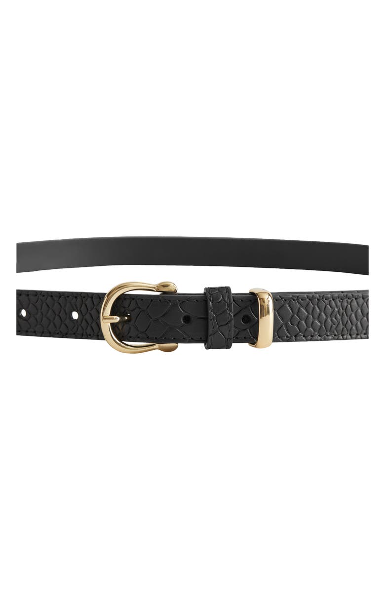 & Other Stories Snakeskin Embossed Leather Belt, Alternate, color,