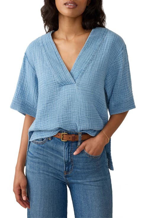 Dune Organic Cotton Gauze Popover Top