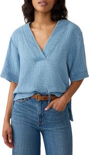 Faherty Dune Organic Cotton Gauze Popover Top