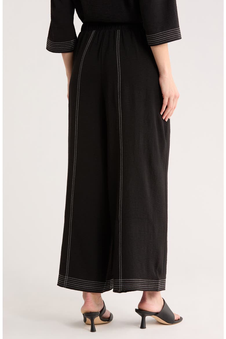 Contrast Stitch Wide Leg Pants, Alternate, color, BLACK/ IVORY