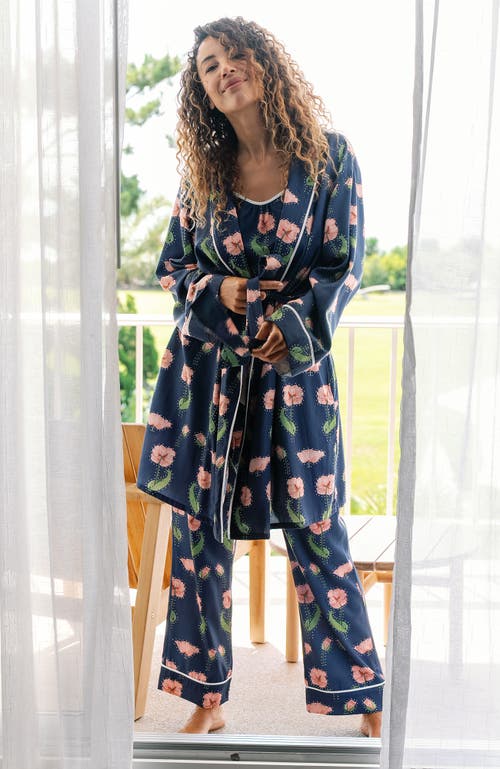 Katie Kime Rhinestone Flower Pant Set In Blue
