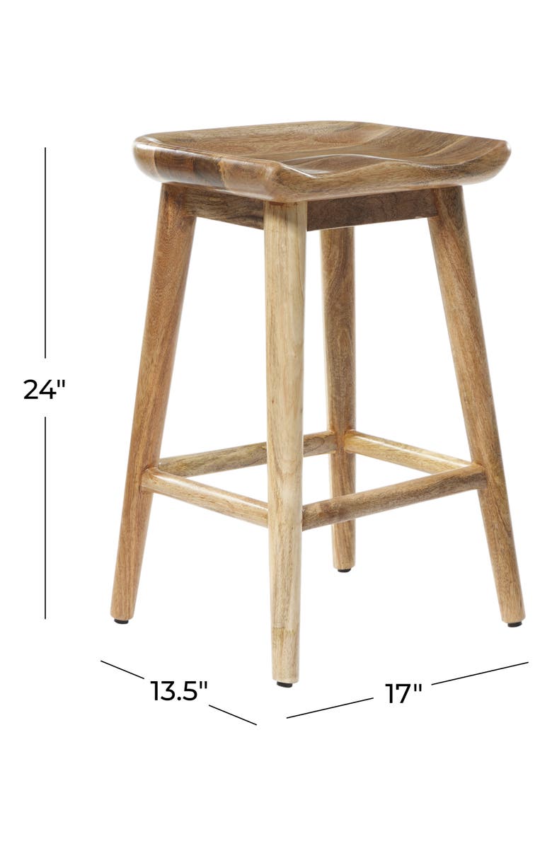 GINGER BIRCH STUDIO Brown Wood Counter Stool with Footrest, Alternate, color, 