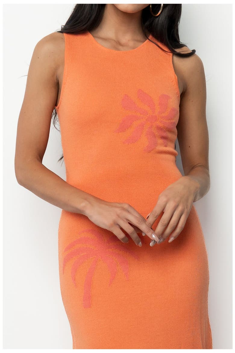 Raquel Knit Midi Dress, Alternate, color, Orange and Pink Print