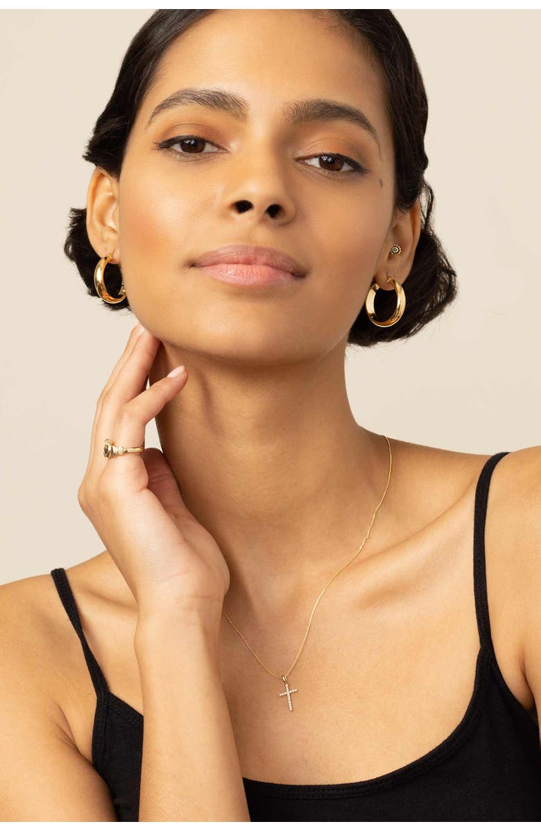 Oradina 14K Gold Faith Diamond Cross Pendant Necklace, Alternate, color, White Gold - Diamonds