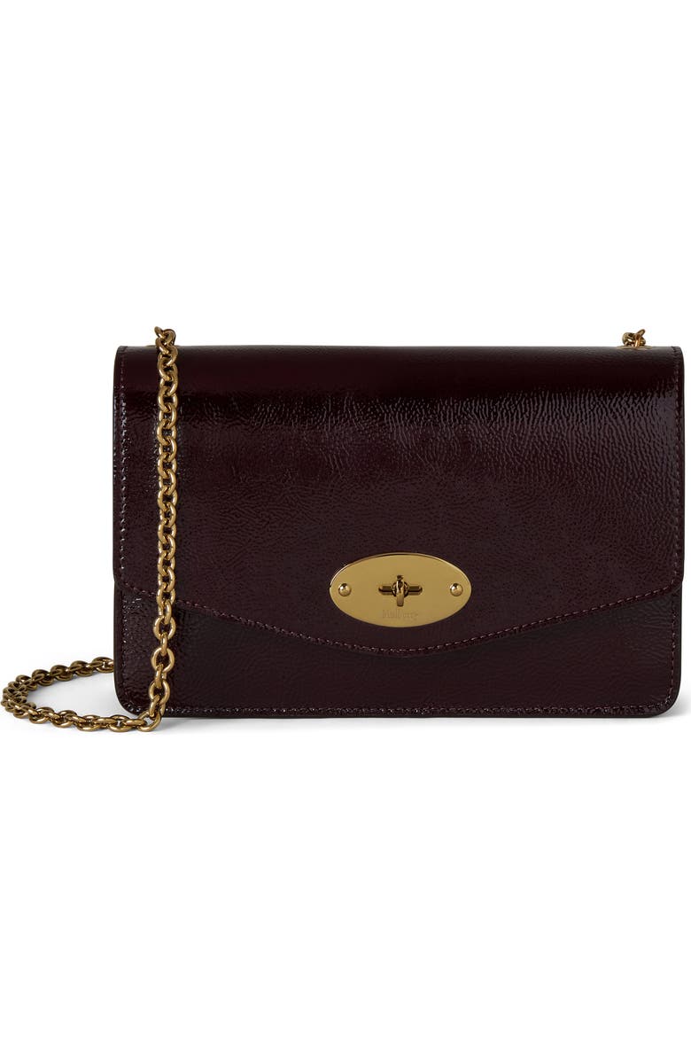 Mulberry Small Darley Patent Leather Crossbody Bag, Main, color, Deep Aubergine