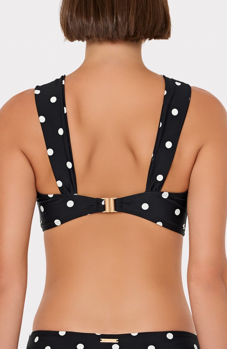 Milly Olivia Polka Dot Twist Front Bikini Top, Alternate, color, Black/ White