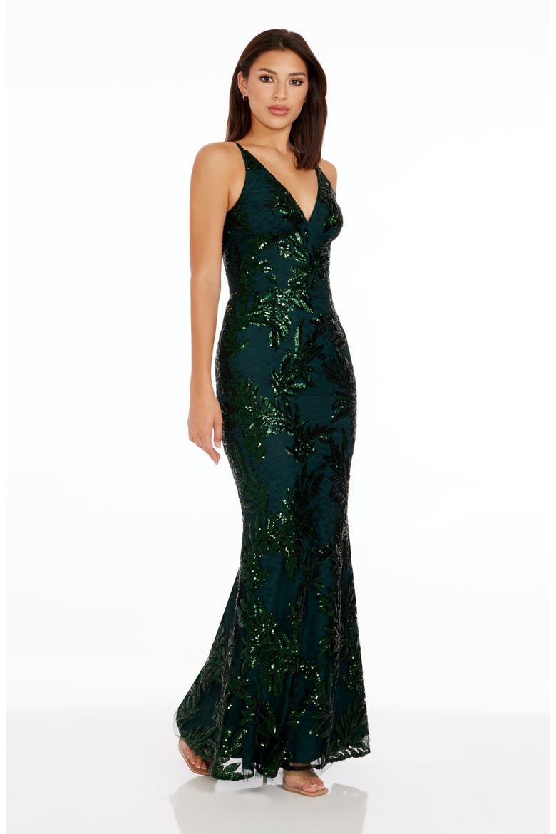 Sharon Embellished Lace Evening Gown, Alternate, color, PINE MULTI