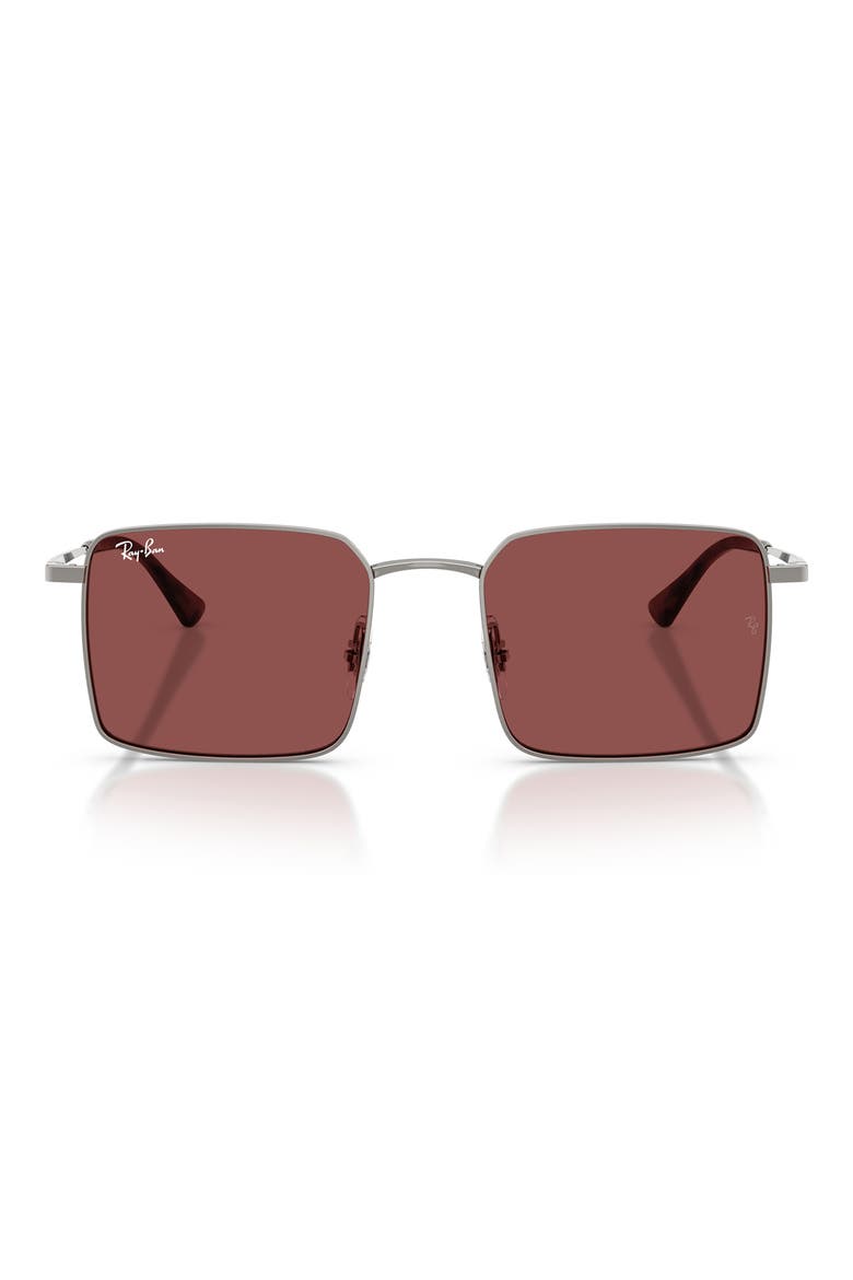 53mm Square Sunglasses, Main, color, GUNMETAL / DARK VIOLET