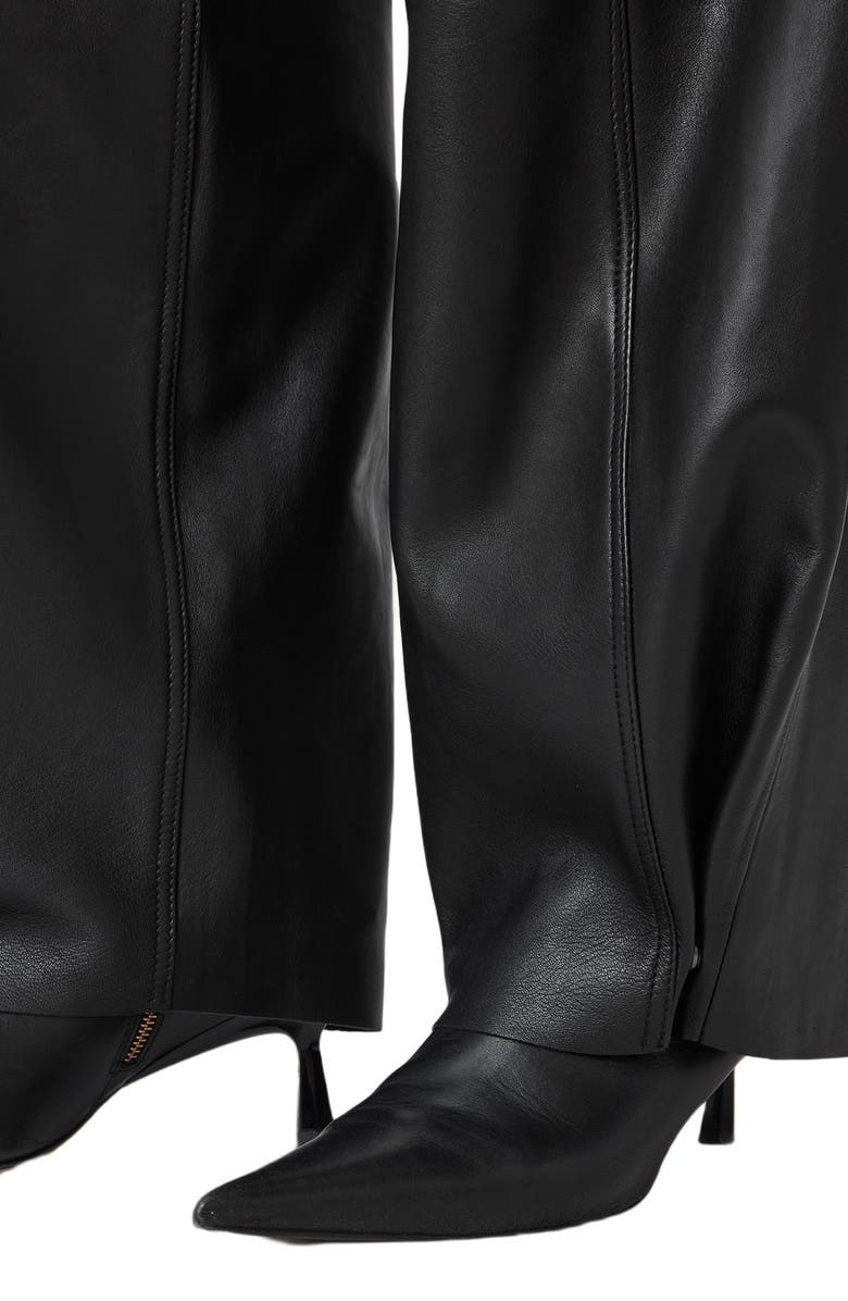 AllSaints Jett Barrel Leg Leather Pants, Alternate, color, Black