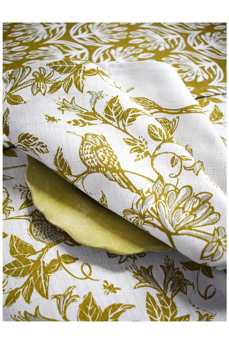 Honeysuckle Cotton Twill Dinner Napkins, Alternate, color, CHARTREUSE