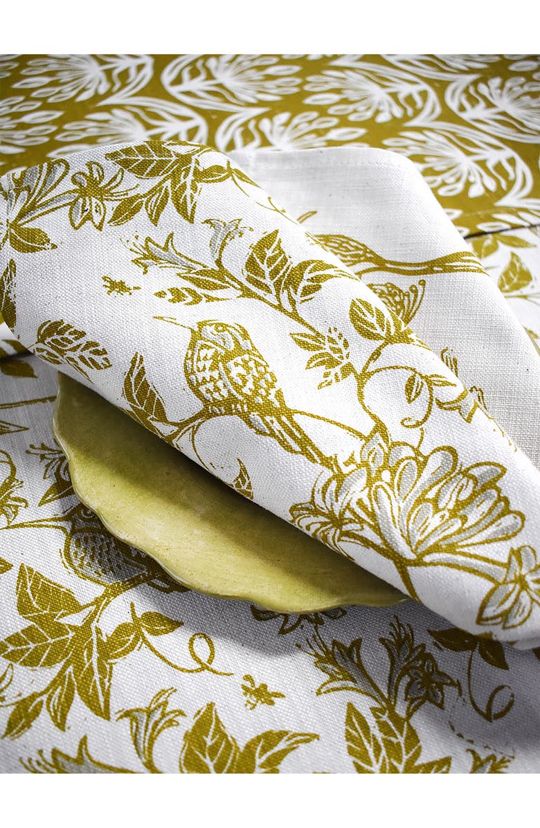 FRENCH HOME Honeysuckle Cotton Twill Dinner Napkins, Alternate, color, Chartreuse