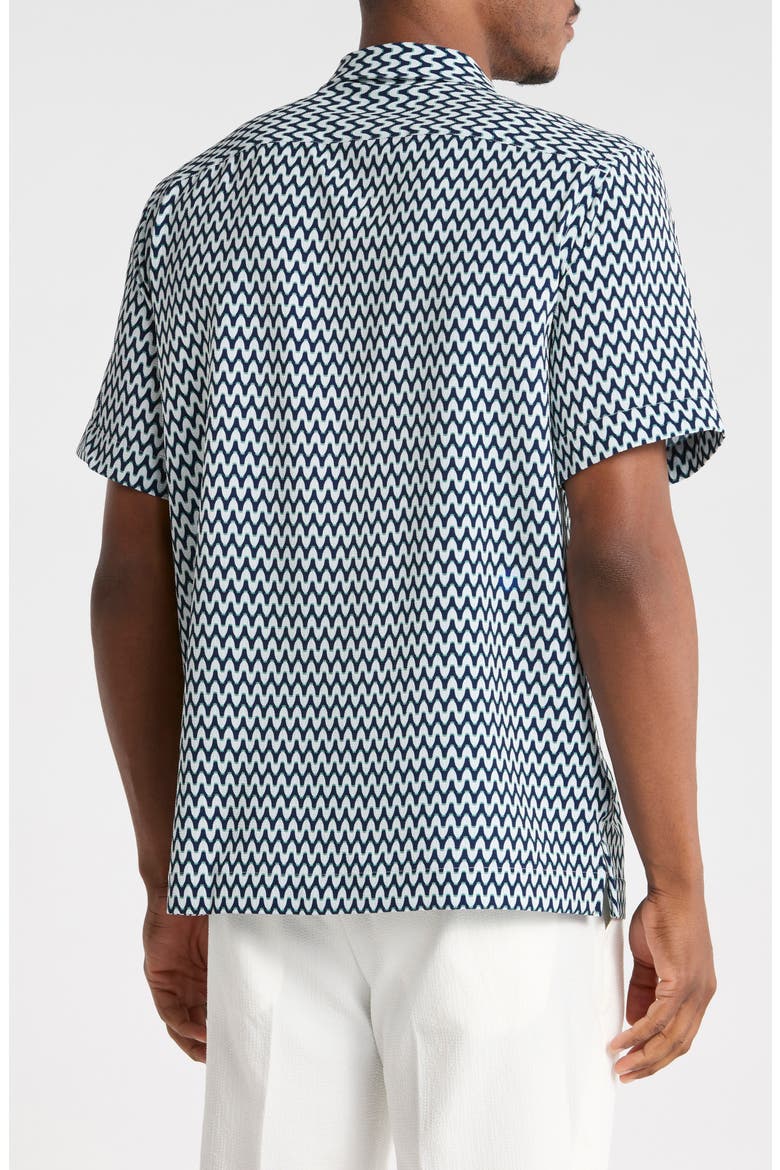 Wavy Print Seersucker Camp Shirt, Alternate, color, BIRCH
