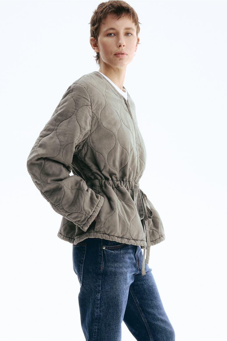 Quilted Twill Jacket, Alternate, color, Gray
