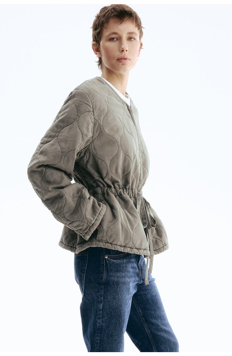 H&M Quilted Twill Jacket, Alternate, color, Gray