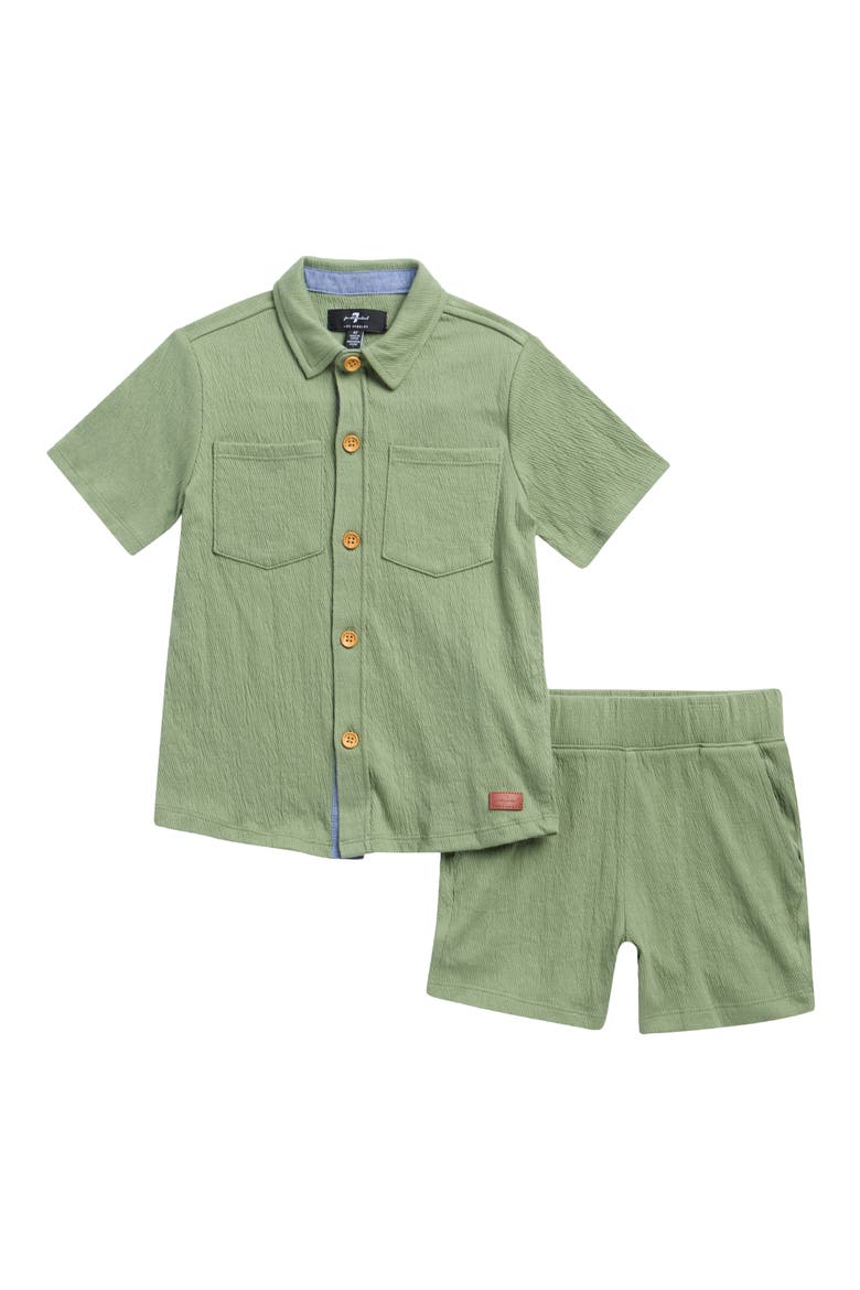Kids' Coordinated Twill Button Front Shirt & Shorts Set, Main, color, HEDGE GREEN