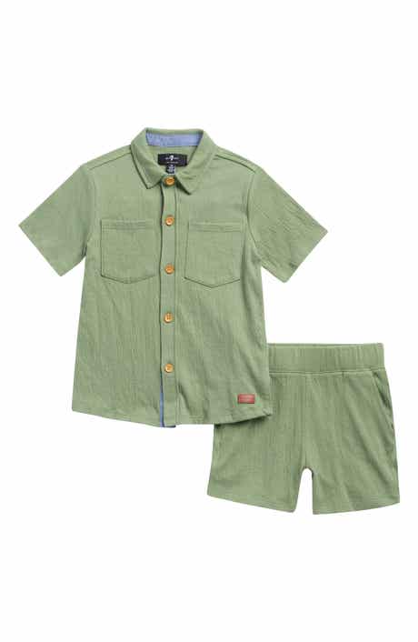 7 For All Mankind Kids' Co-Ord Button-Up Shirt & Shorts Set