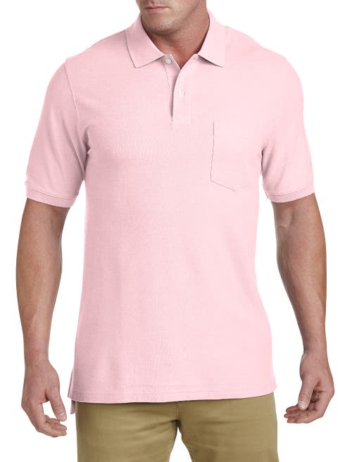 Harbor Bay By Dxl Big & Tall Pocket Piqué Polo Shirt In Silver Pink