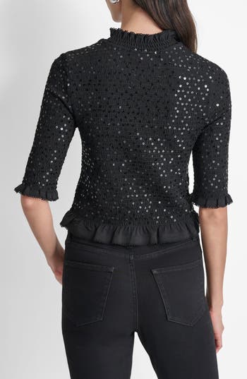 DKNY JEANS DKNY JEANS SMOCKED SEQUIN TOP