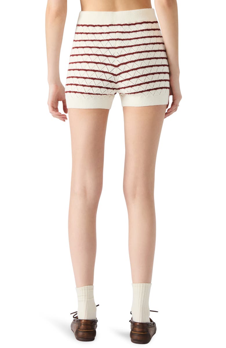 Steve Madden Norris Stripe Pointelle Stitch Sweater Shorts, Alternate, color, Marshmallow