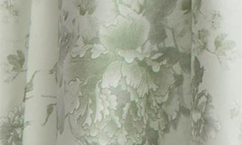 Dessy Collection Floral Strapless Bustier Bodice Satin Gown In Sage Cottage Rose