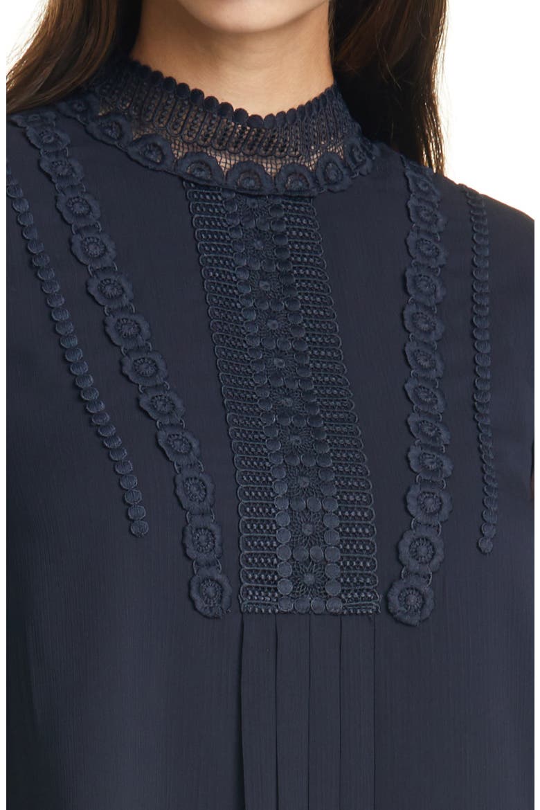 Georrgi Lace Tape Long Sleeve Dress, Alternate, color, NAVY