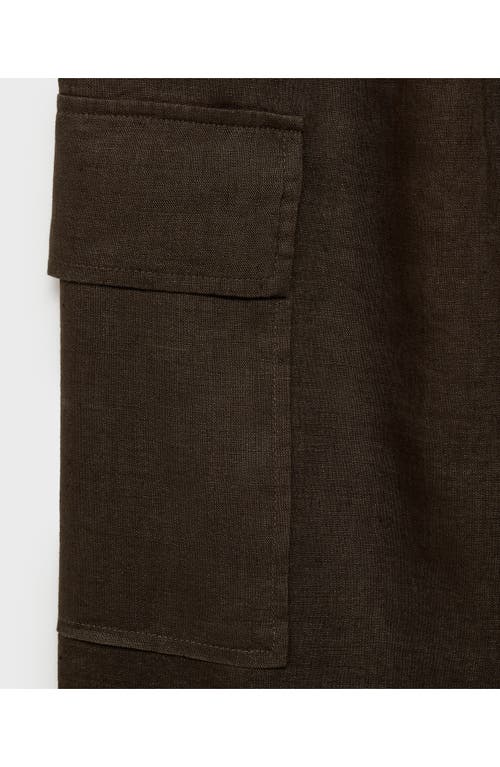 Mango Linen Cargo Pants In Brown