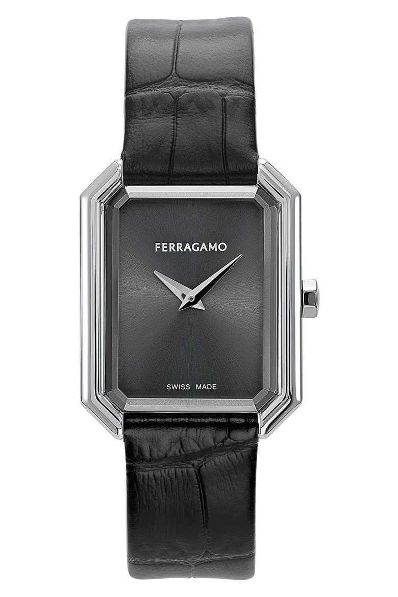 Crystal Leather Strap Watch, 27mm x 34mm, Main, color, STAINLESS STEEL