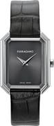 FERRAGAMO Crystal Leather Strap Watch, 27mm x 34mm