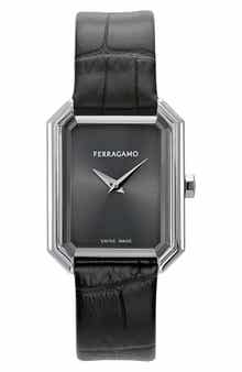 Crystal Leather Strap Watch, 27mm x 34mm