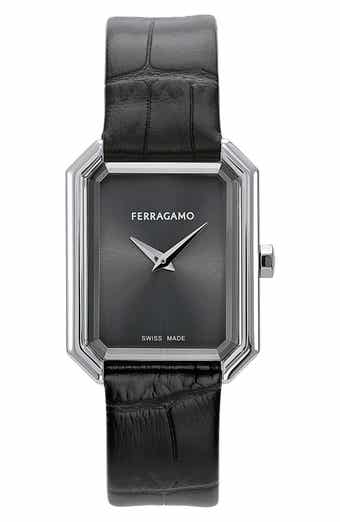 Crystal Leather Strap Watch, 27mm x 34mm