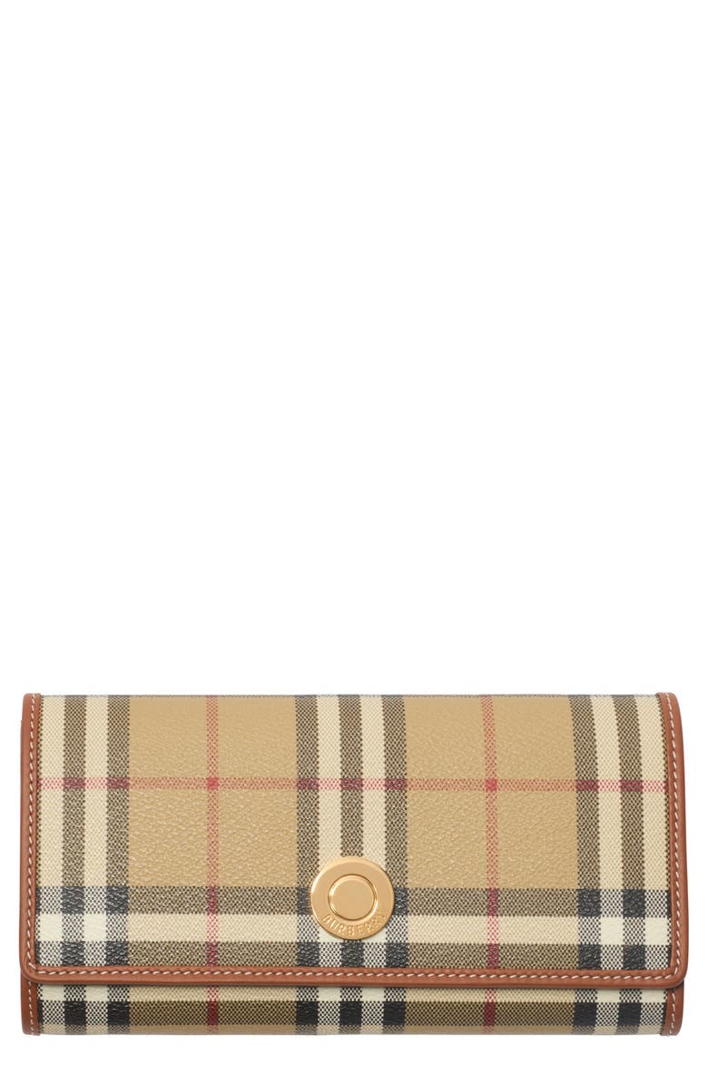 Burberry Halton Check Continental Wallet, Main, color, Archive Beige
