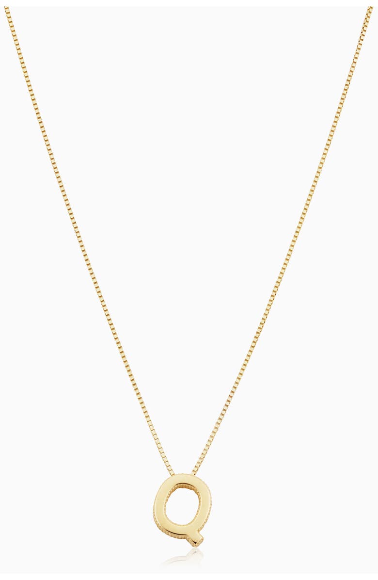 Oradina 14K Gold Love Letter Initial Necklace, Main, color, Letter Q