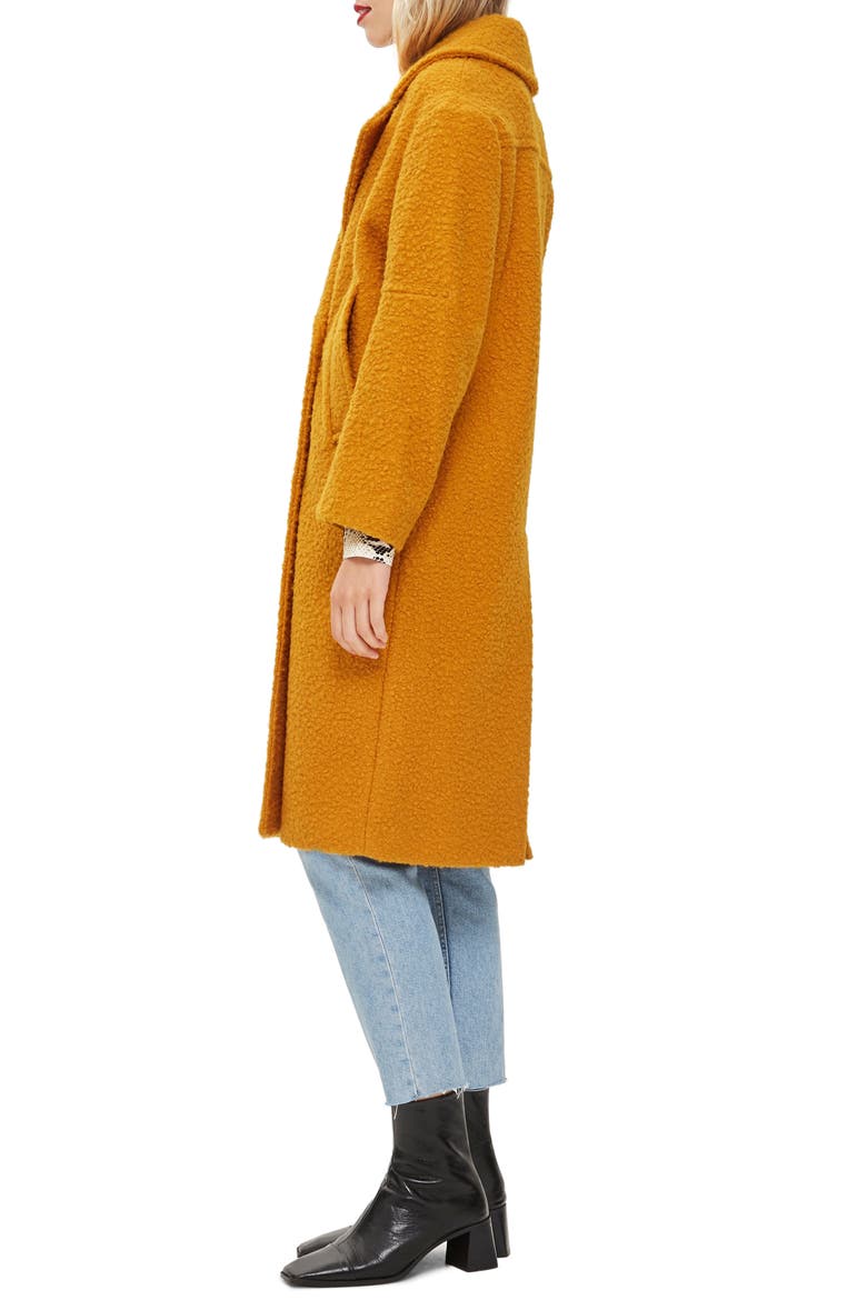Bouclé Button Front Coat, Alternate, color, MUSTARD