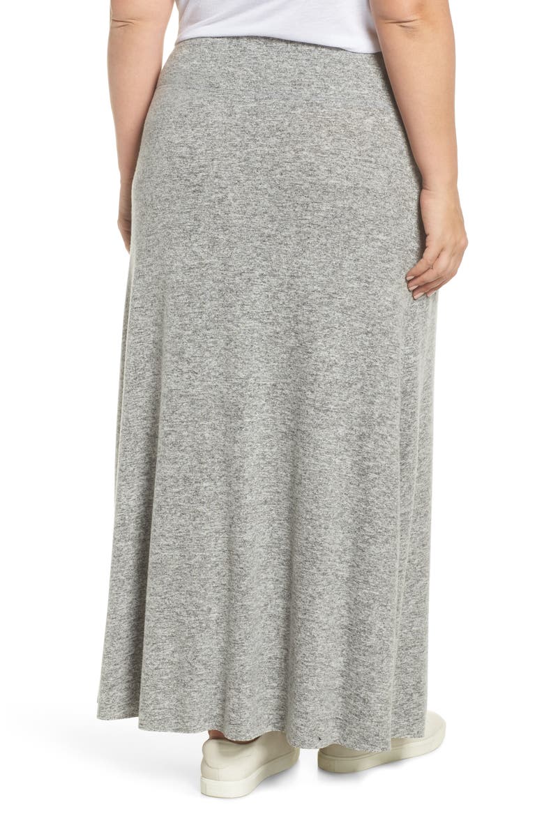 Fleece Maxi Skirt, Alternate, color, HEATHER GREY