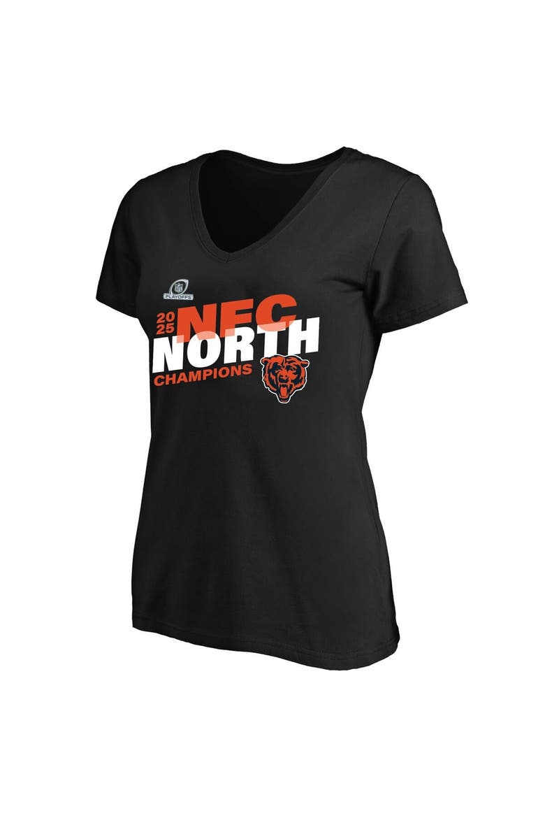 Women's Fanatics Black Chicago Bears 2025 NFC North Division Champions Plus Size V-Neck T-Shirt, Main, color, Black