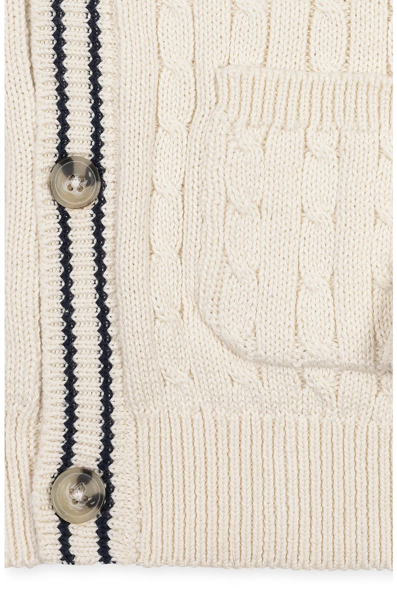 Kids' Organic Cable Cardigan Sweater with Tipping, Alternate, color, Ivory Cable