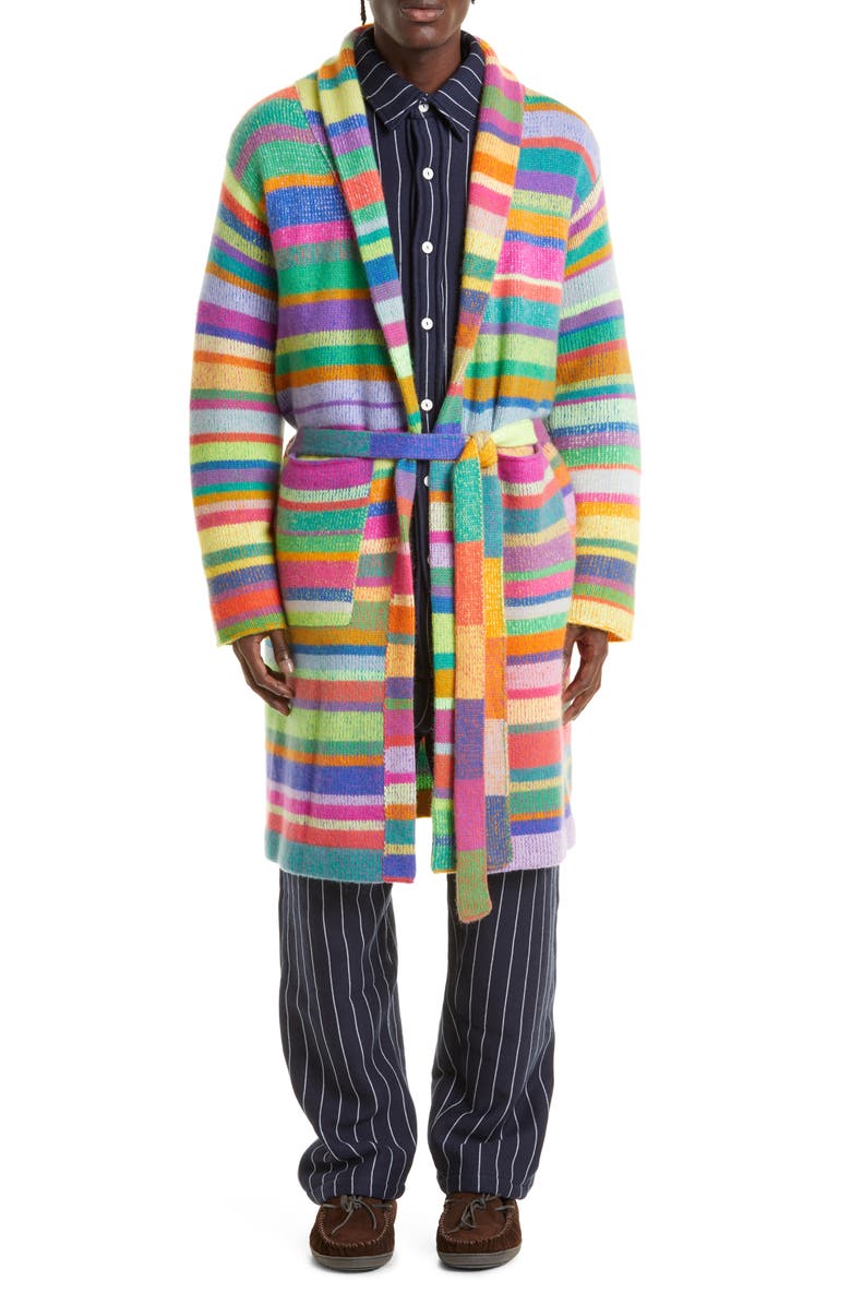 The Elder Statesman Stripe Cashmere Robe, Main, color,