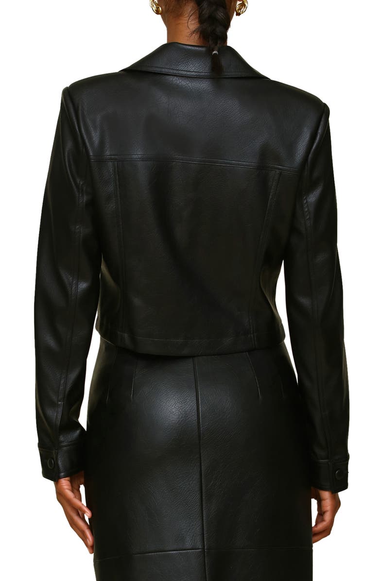 Avec Les Filles Faux-Ever Leather<sup>™</sup> Metal Bit Crop Jacket, Alternate, color,
