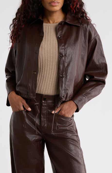 Faux Leather Bubble Hem Jacket