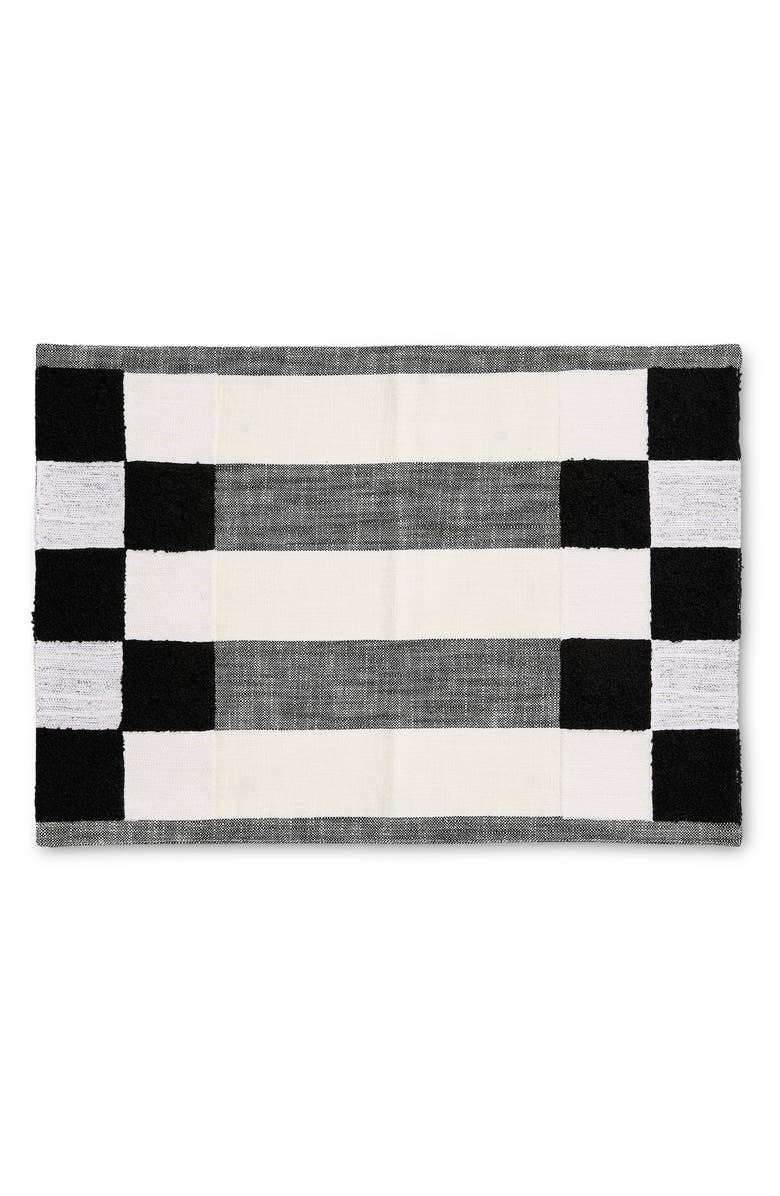 MACKENZIE CHILDS Black Checks & Stripes Set of 4 Placemats, Main, color, Black