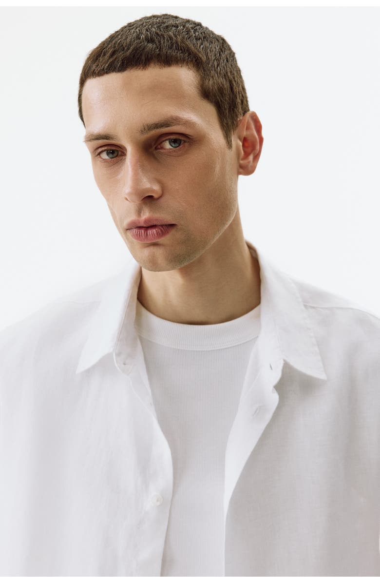 H&M Relaxed-fit linen shirt, Alternate, color, White