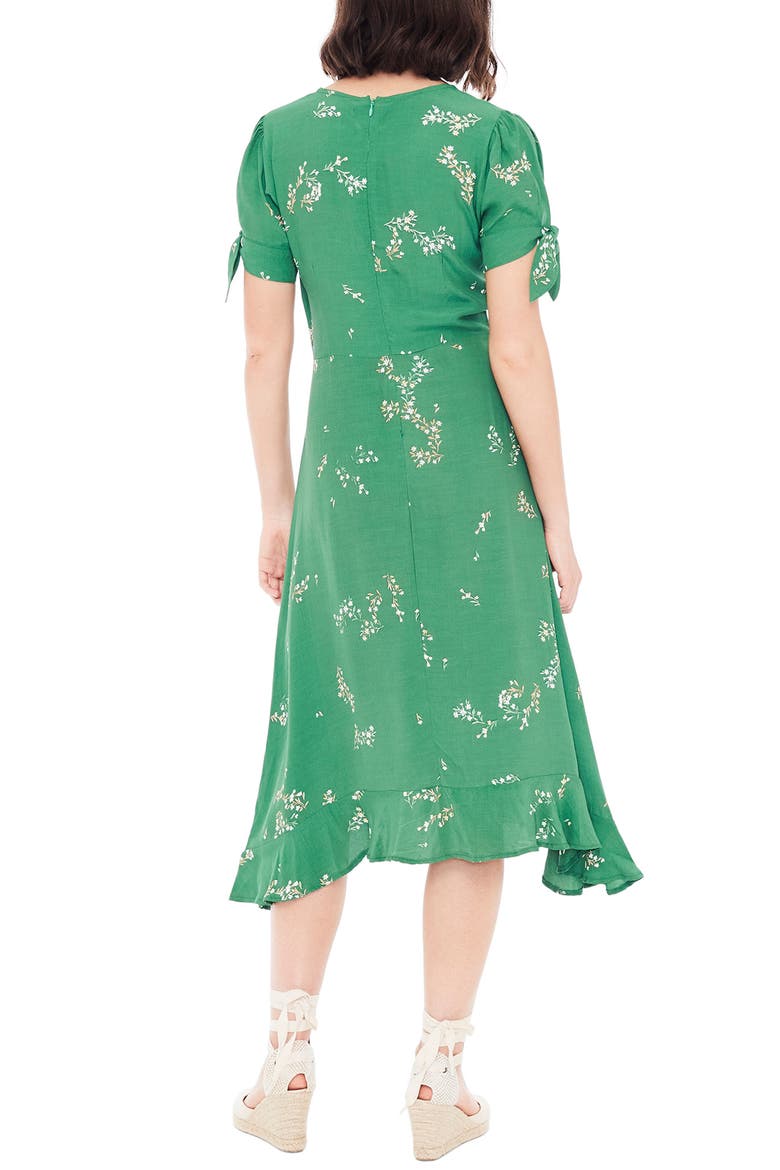 Emilia Floral Midi Dress, Alternate, color, MYRTILLE FLORAL PRINT - GREEN