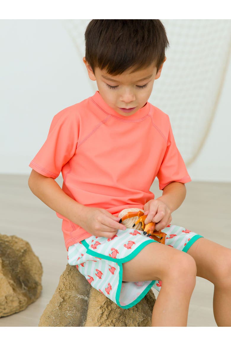 Baby/Toddler Boys UPF50+ Sun Protected Short Sleeve Rash Guard, Alternate, color, Coral