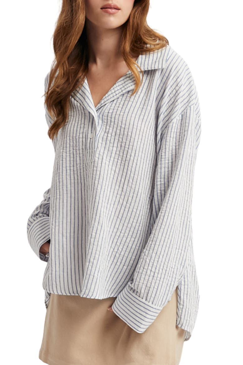 Striped Long Sleeve Shirt, Main, color, NAVY/ WHITE