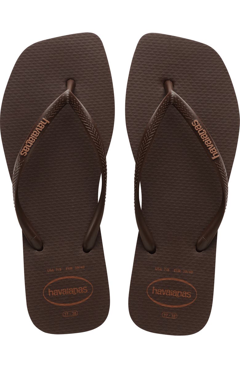 Havaianas Slim Square Logo Flip Flop, Alternate, color, Dark Brown