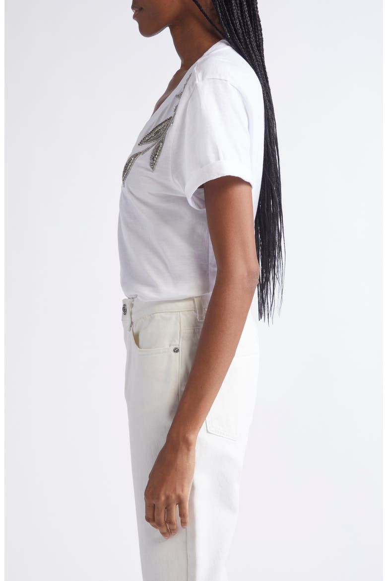 Bree Beaded Cotton T-Shirt, Alternate, color, WHITE