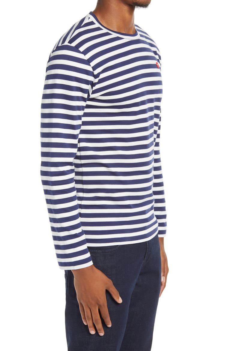 Stripe Long Sleeve Cotton T-Shirt, Alternate, color, NAVY