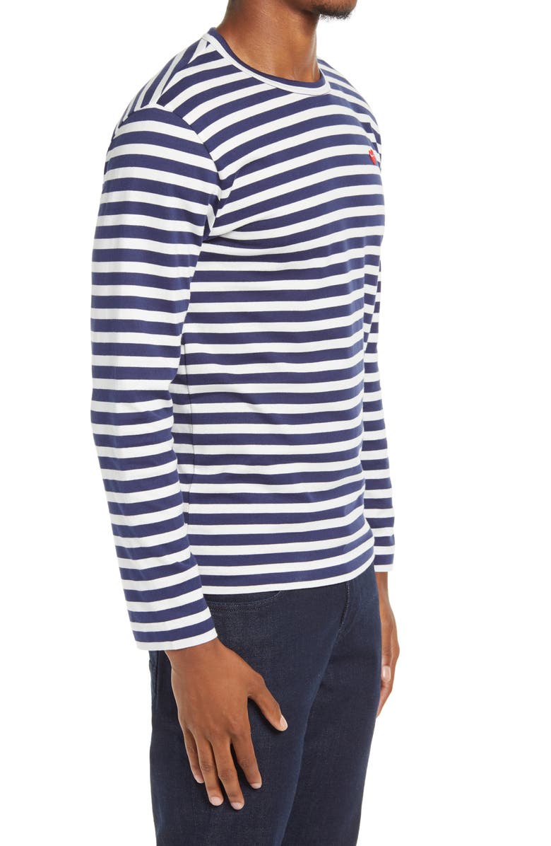 Comme des Garçons PLAY Stripe Long Sleeve Cotton T-Shirt, Alternate, color, 