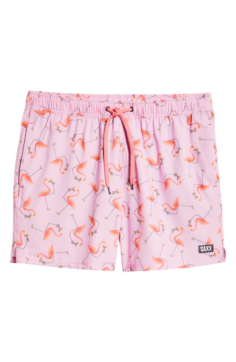SAXX Oh Buoy 2N1 5-Inch Volley Swim Trunks, Alternate, color, Drinko Flamingo-Taffy